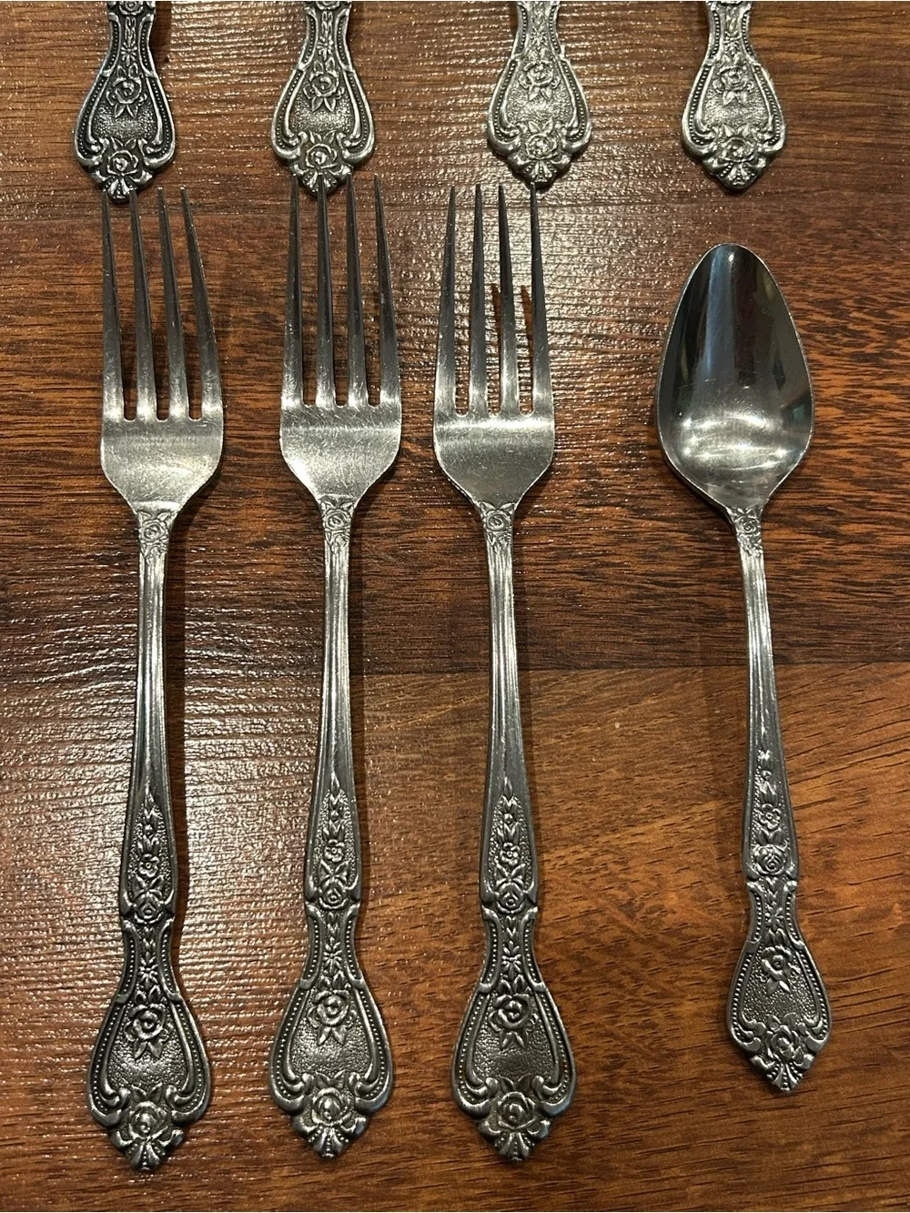Vintage Normandy Stainless Steel Flatware 11 Piece Textured Rose